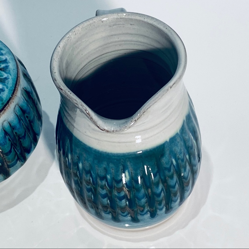 Dennis Lucas Hastings Studio Pottery Creamer Sugar Set MCM 1960 1970 Vintage - Picture 4 of 12